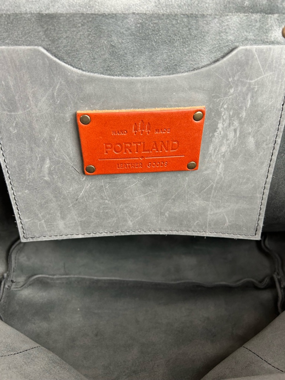 PORTLAND LEATHER LARGE SIZE SLATE BLUE GRAY TOTE BAG SHOULDER PURSE - Picture 8 of 13